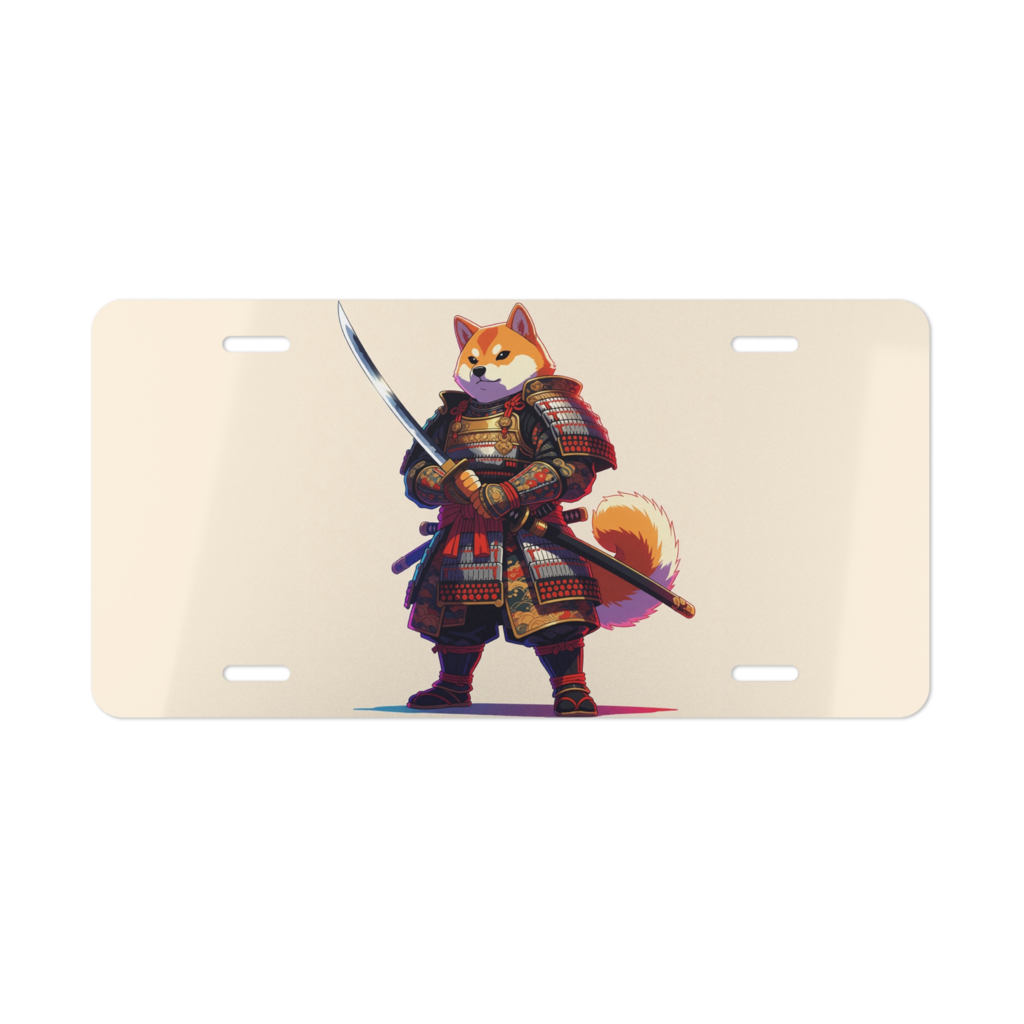 Samurai Shiba Inu Vanity Plate — Cute Warrior Dog Front License Tag