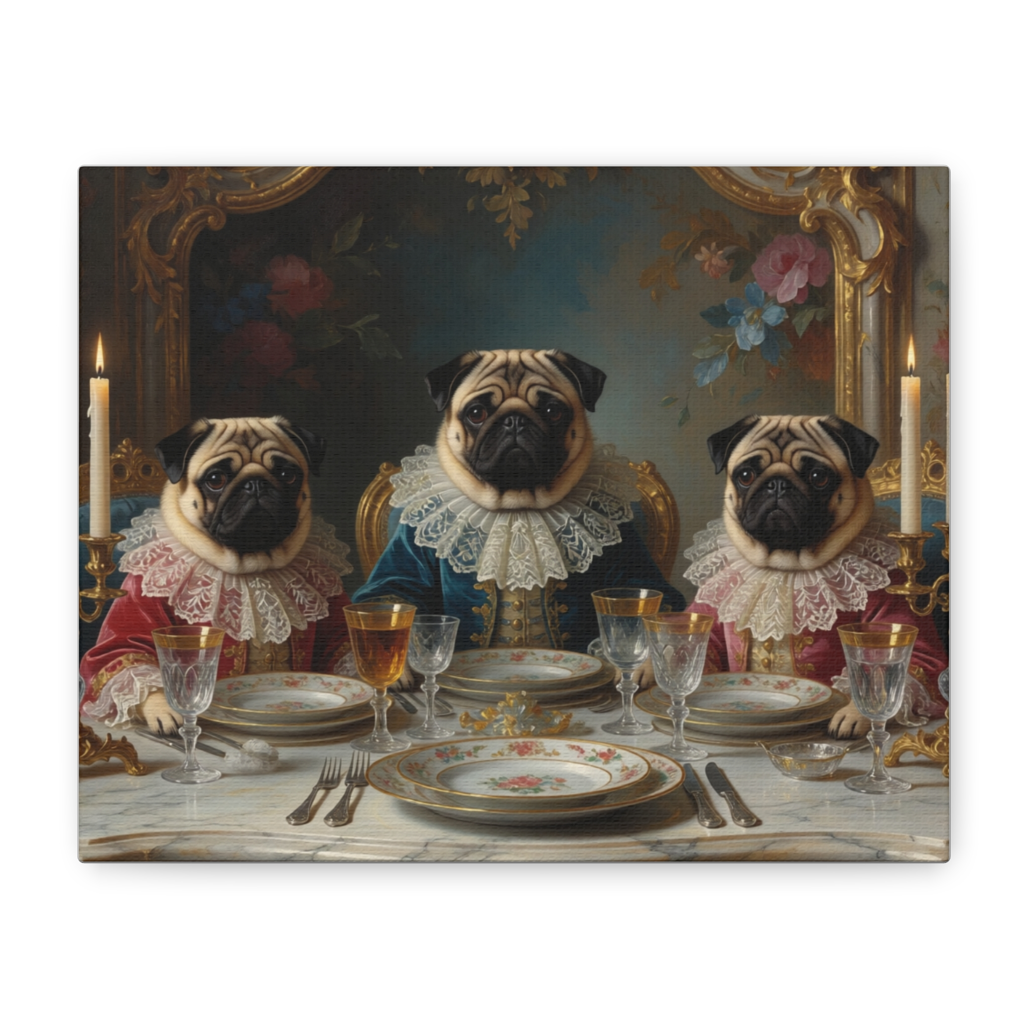 Pug Dinner Party Canvas