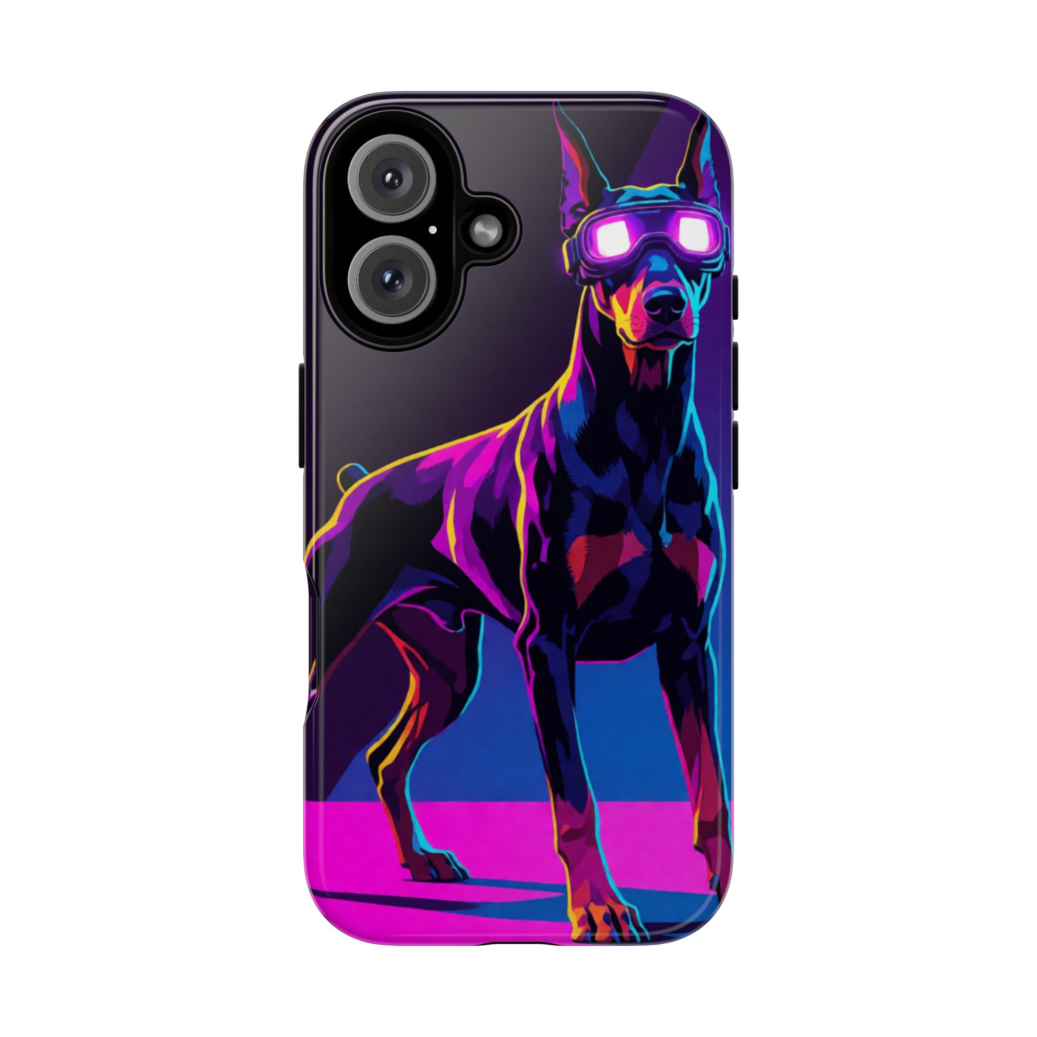 Doberman Neon Phone Case — Cyberpunk Dog Protective Phone Cover